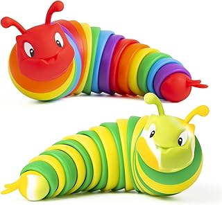 Whatook Fidget Slug Toy, Sensory Slug Fidget Toy for Kids & Adults, 2pcs Cute Fidget Caterpillar Toy, Autism Sensory Toys for Autistic Children, Toddler Toys 3 4 5 6 7 8+ Year Old Girl Boy ADHD Gifts