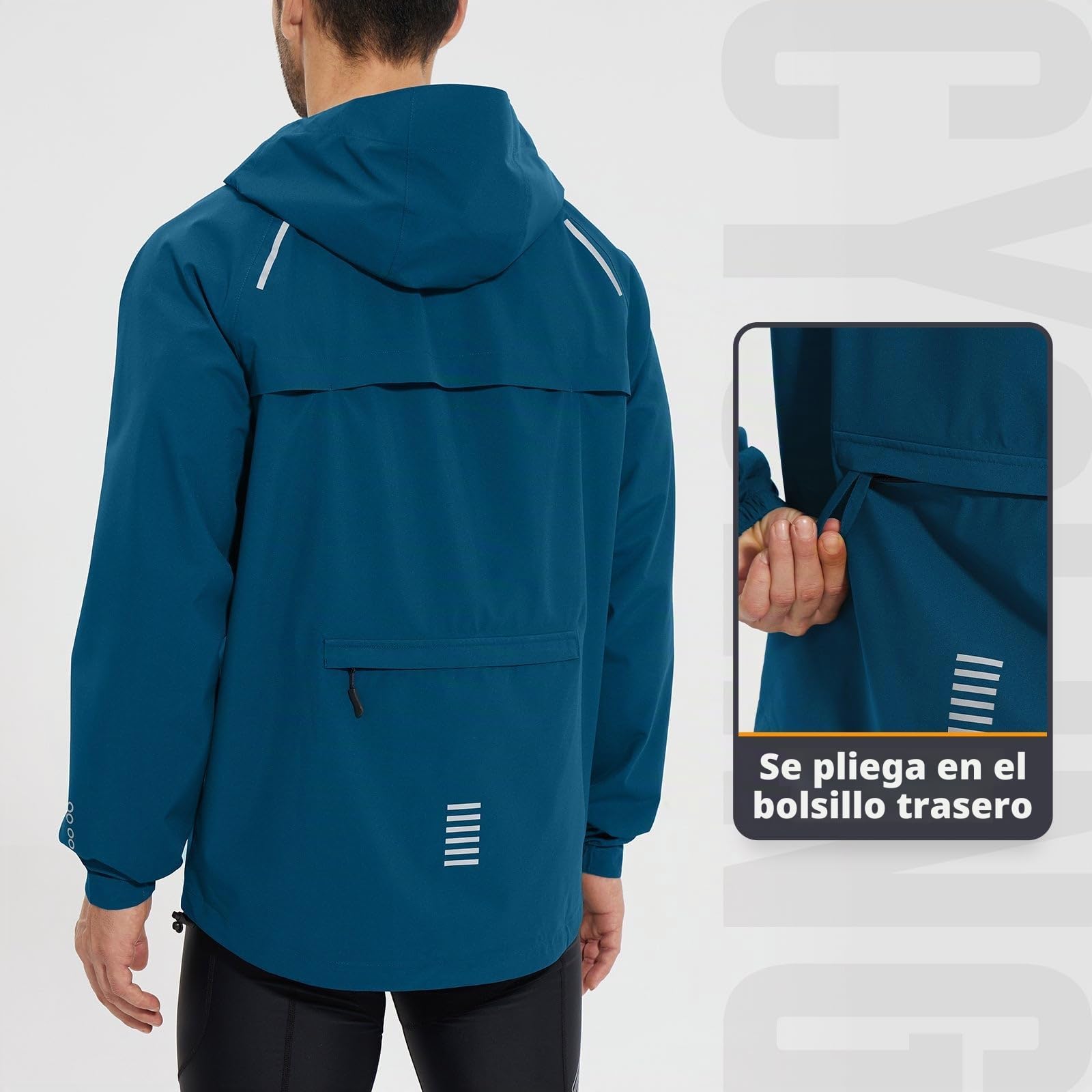 baleaf Chubasquero para hombre, chaqueta impermeable para exteriores, cortavientos, con capucha, 10000 mm, H2O, impermeable