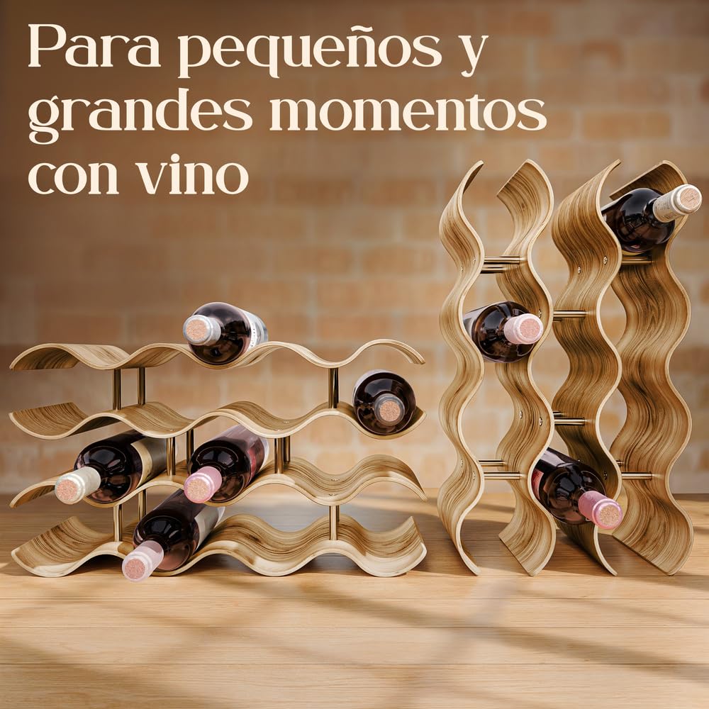 Dreiklang - be smart Botellero de Madera para 14 Botellas | Estable y autoportante, diseño Moderno y Decorativo | Compacto y Ahorra Espacio, pequeño y Estrecho, 4 Niveles (43 × 37 × 15,7 cm) — view 5