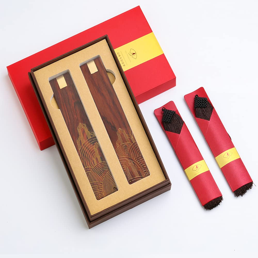 2pcs Mahagoni EIN Lesezeichen Set klassisches chinesisches Style -Lesezeichen literarischer und Alter Stil Geschenkverfolgung EIN Design in Gold
