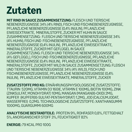 by Amazon Katzenfutter, nass, für ausgewachsene Katzen, Fleischauswahl in Sauce, 4.8kg (48 Packungen mit 100g)