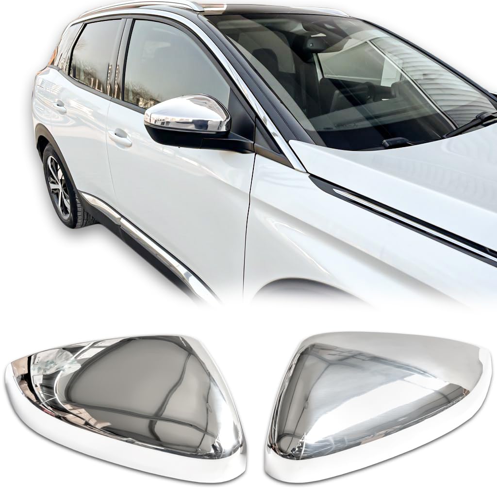 RECAMBO | Cubierta de Espejo retrovisor | Compatible con Grandland X | a Partir de 2017 | Acero Inoxidable Cromado | Kit embellecedor para Espejos retrovisores de Coches