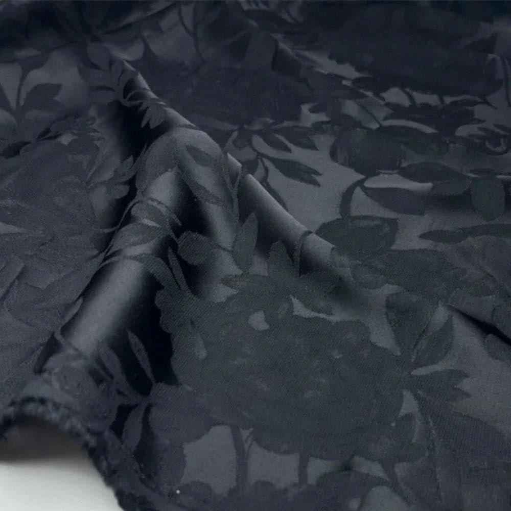LIUXIN Telas Jacquard Negras, Blancas y Beige, de Tacto Sedoso, de Seda Artificial, para Camisas y Pantalones.