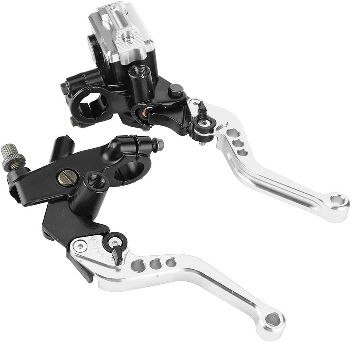 PACEWALKER Universal Motorcycle 7/8" 22mm Handlebar Brake Master Cylinder Clutch Lever Left & Right Set for Honda Kawasaki Suzuki Yamaha(Silver)