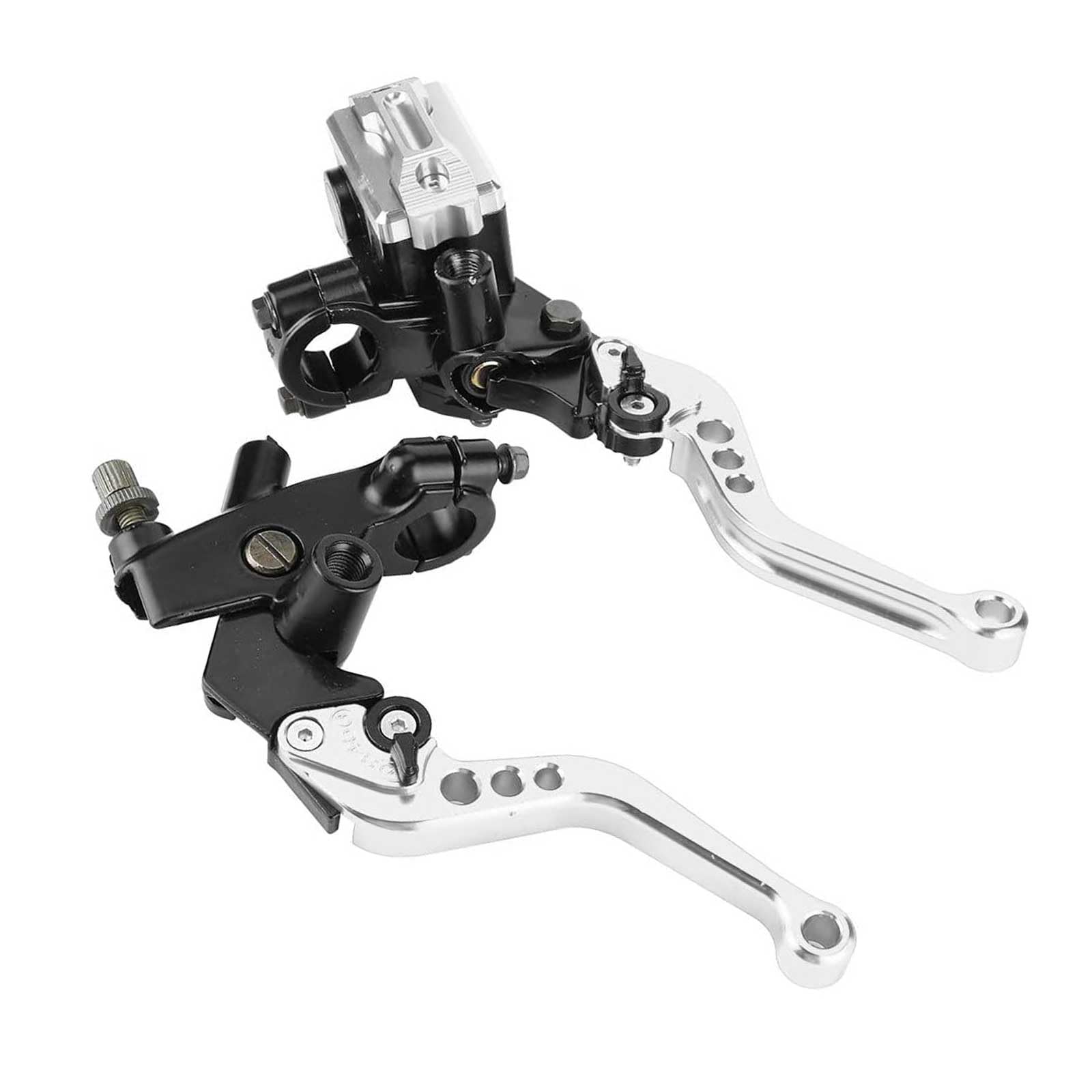 PACEWALKER Universal Motorcycle 7/8" 22mm Handlebar Brake Master Cylinder Clutch Lever Left &amp; Right Set for Honda Kawasaki Suzuki Yamaha(Silver)
