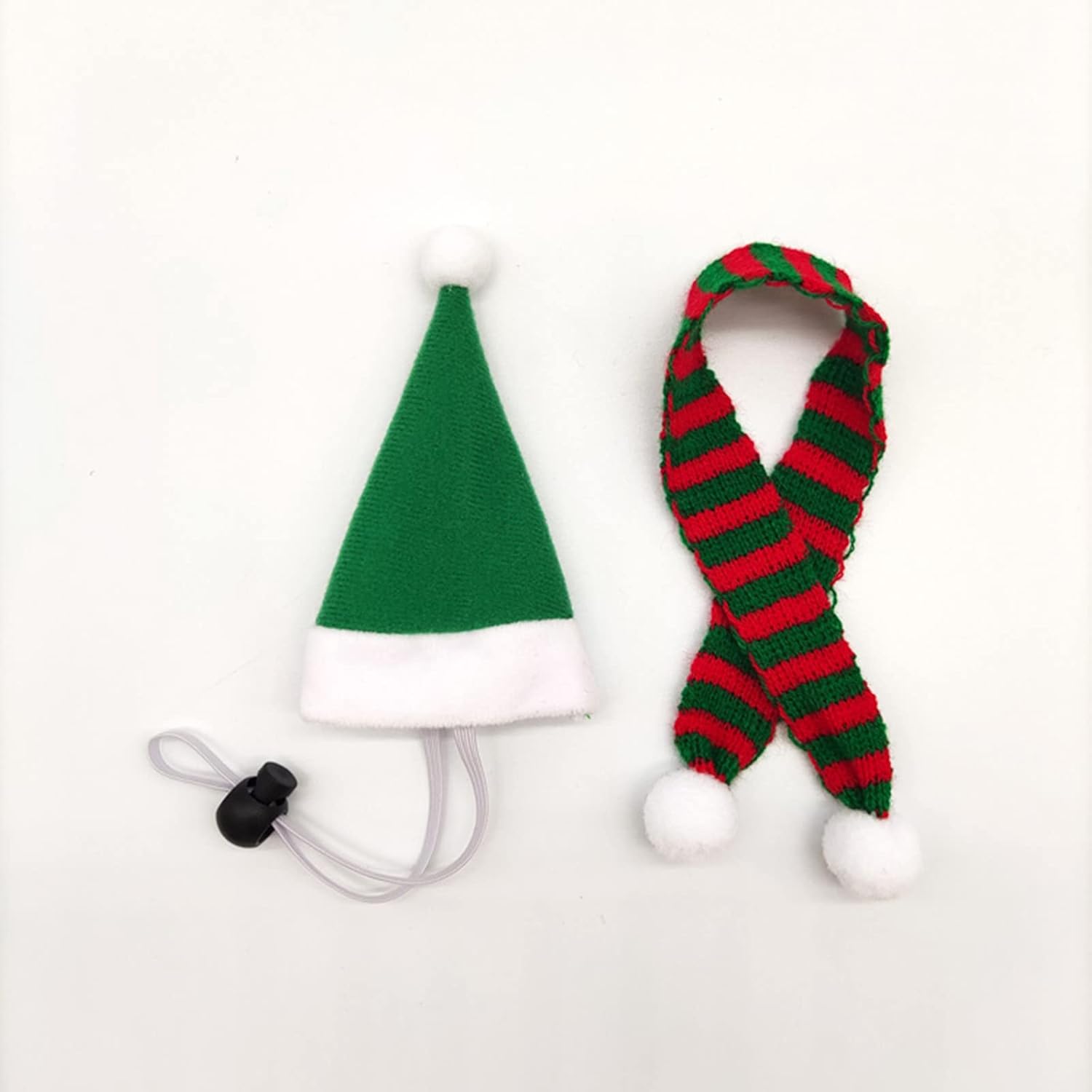 Christmas Pet Chicken Hat Scarf 1 Set Mini Red Green Santa Hat Scarf Xmas Small Animal Hat with Adjustable Chin Strap for Hen Duck Hamster GuineaPig Kitty Puppy Parrot (Black, M) : Pet Supplies