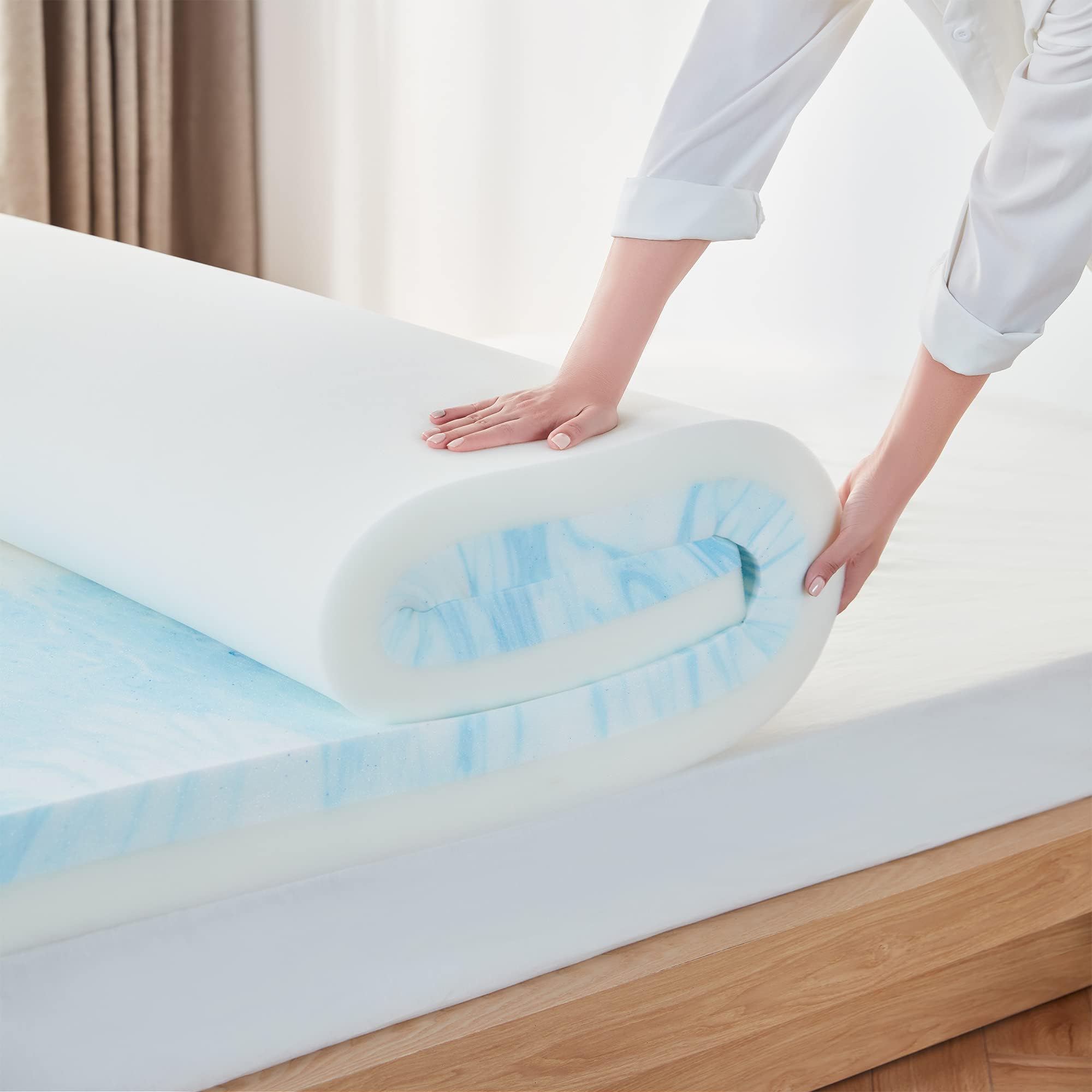 BedsPick Twin XL Mattress Topper - 3 Inch Cooling Gel Memory Foam, CertiPUR-US Certified, With Cover