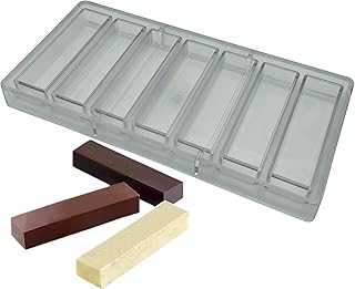 Goldbaking 7-Cavities Chocolate Covered Gralona Bar Mold Tectangle Energy Bar Mould Polycarbonate Deep Filling Chocolates Making Tool Candy DIY Maker