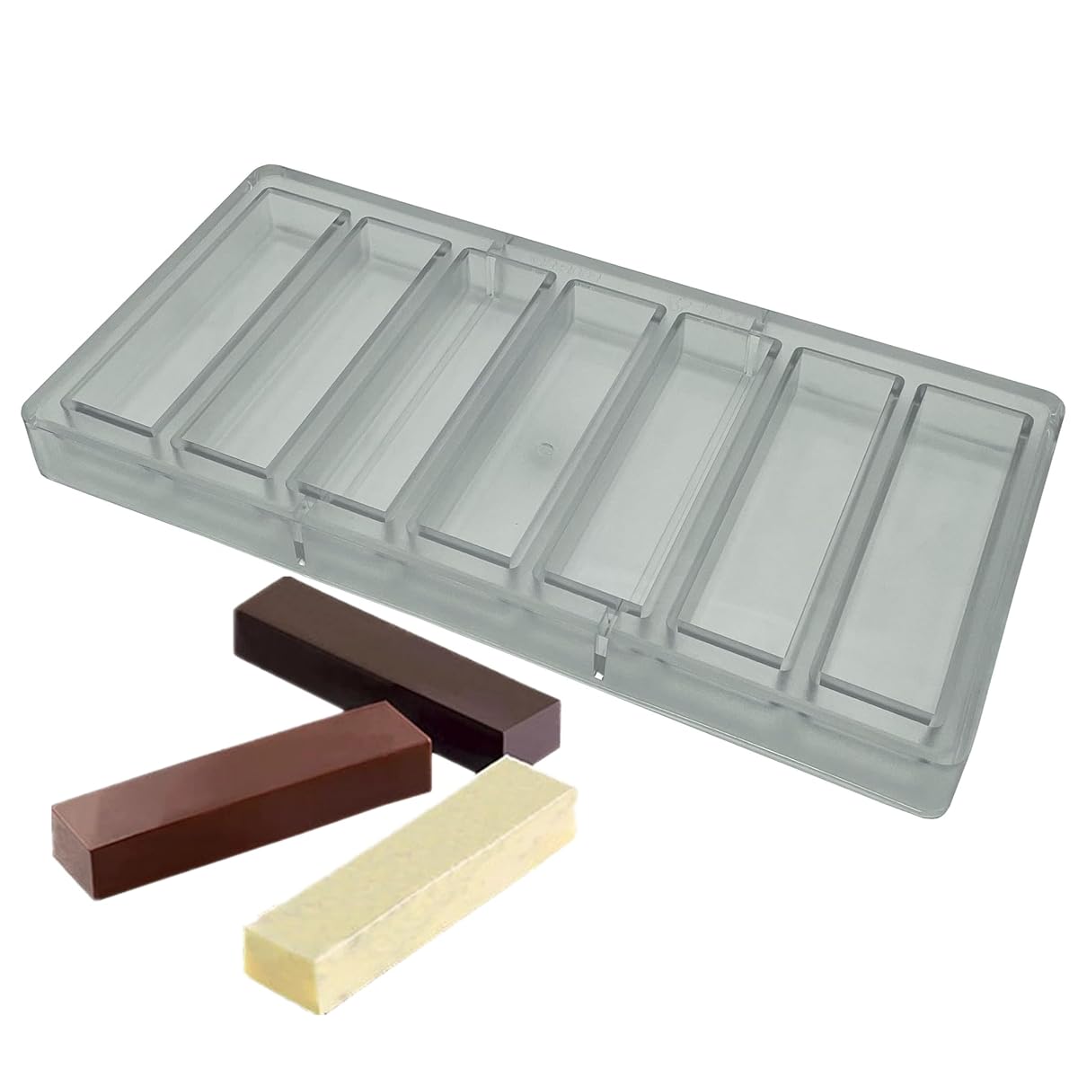 Goldbaking 7-Cavities Chocolate Covered Gralona Bar Mold Tectangle Energy Bar