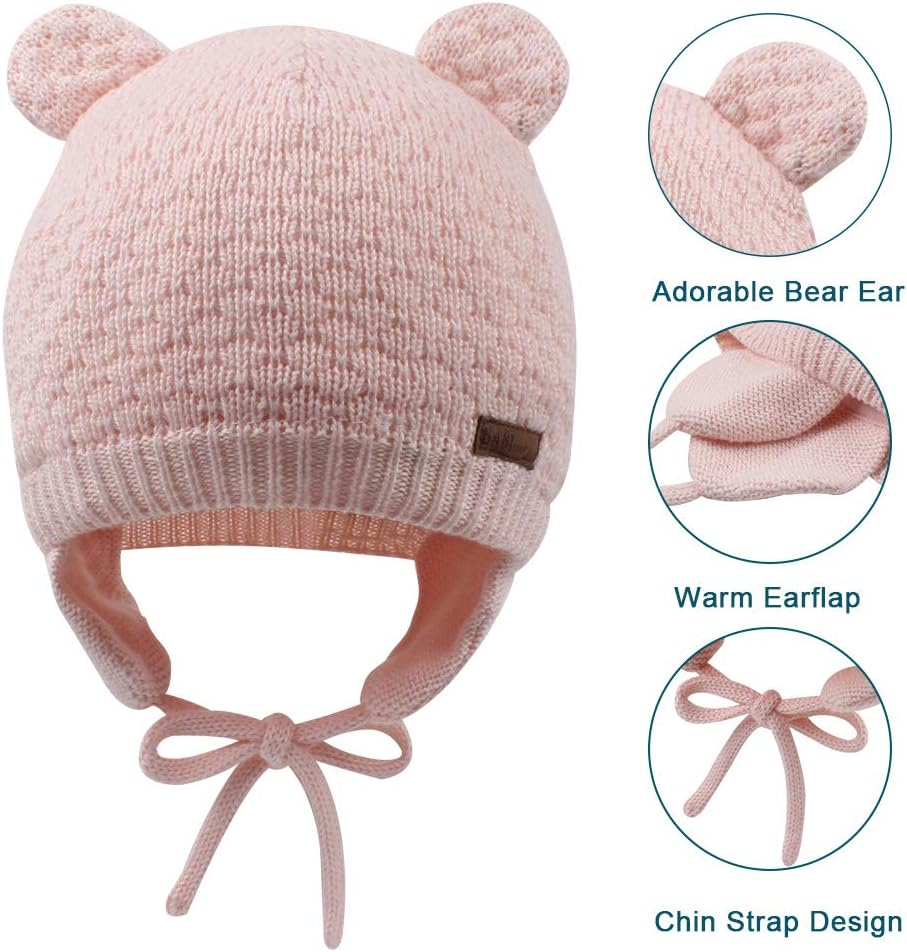 XIAOHAWANG Baby Hat Cute Bear Toddler Earflap Beanie Warm for Fall Winter - Image 4