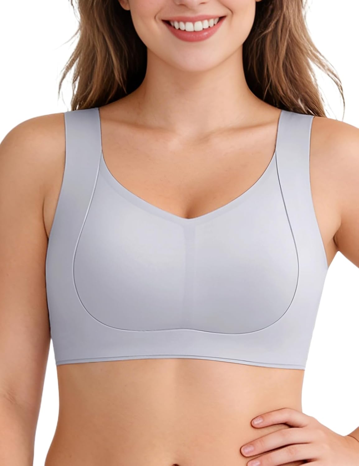 Wireless Jelly Bras for Women Supportive Bras Sexy Comfy Bralette Seamless Tshirt Everyday Bra Gentle Support All-Day Lift