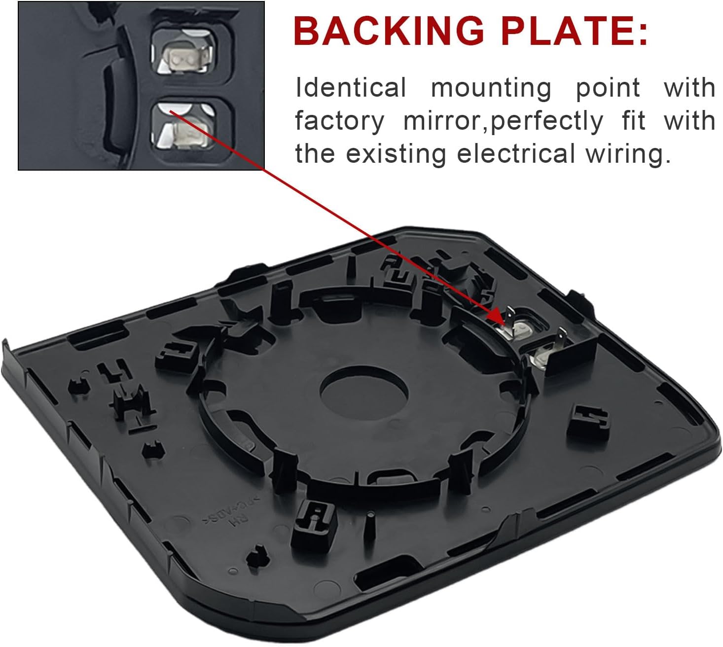 Blind Spot Detection Passenger Side Mirror Replacement for Toyota Tundra 2022-2023, Right Upper Exterior Side Rearview Mirrors Glass, with Backing Plate, Power Heated