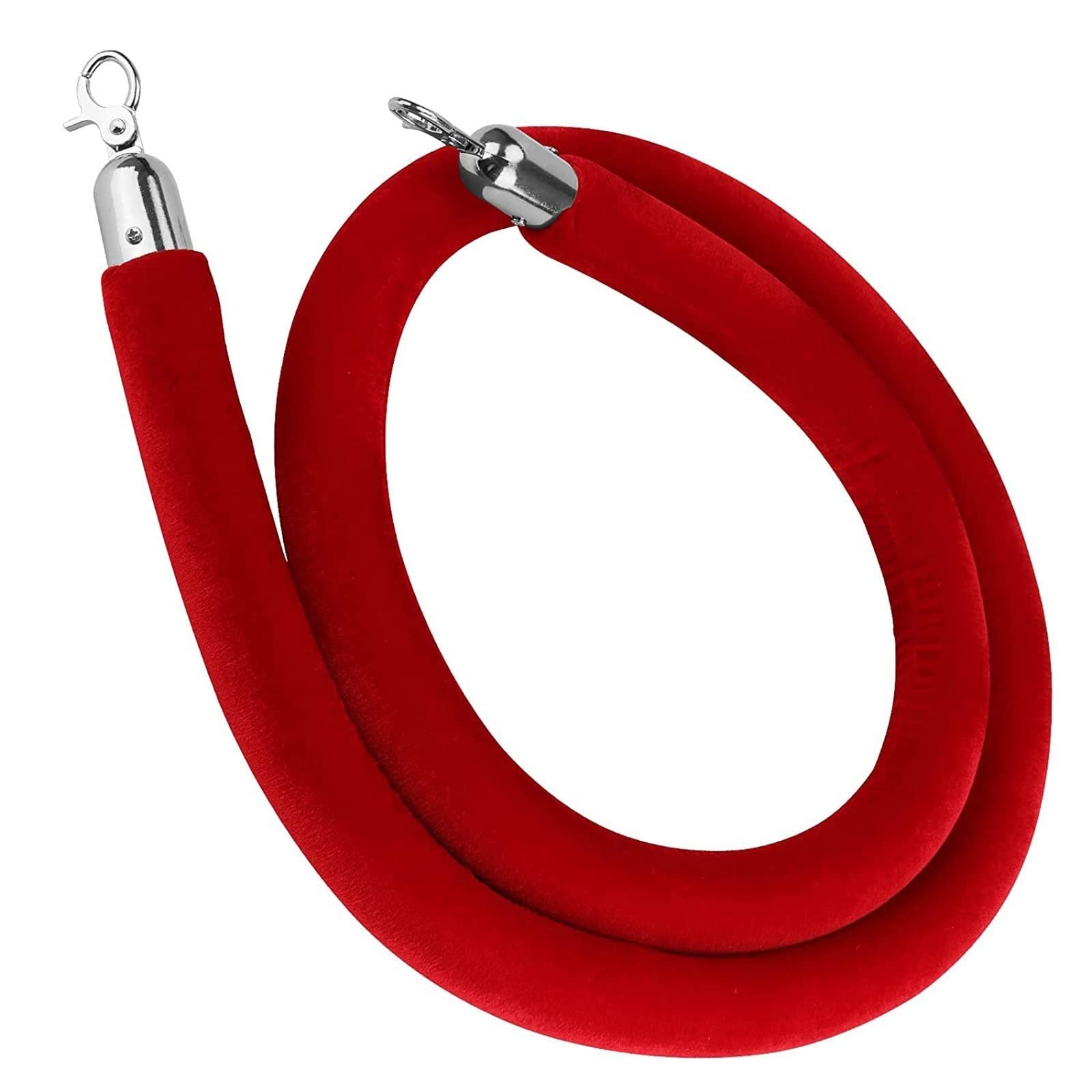 Aioneer Customizable Green Velvet Rope With Hooks, 2.5M Tall Stanchion Post For Crowd Control In Restaurants, Hotels, And Cinemas – Durable And Stylish Barrier Solution-Red-2.7m/8.9ft/106inch