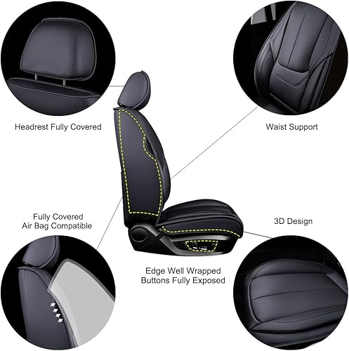 Miniatura 3 de OASIS AUTO Fundas de asiento para Ford F150 F250 F350 2009-2025 de cuero de ajuste personalizado para camión F-150 F-250 F-350 Crew Double Super