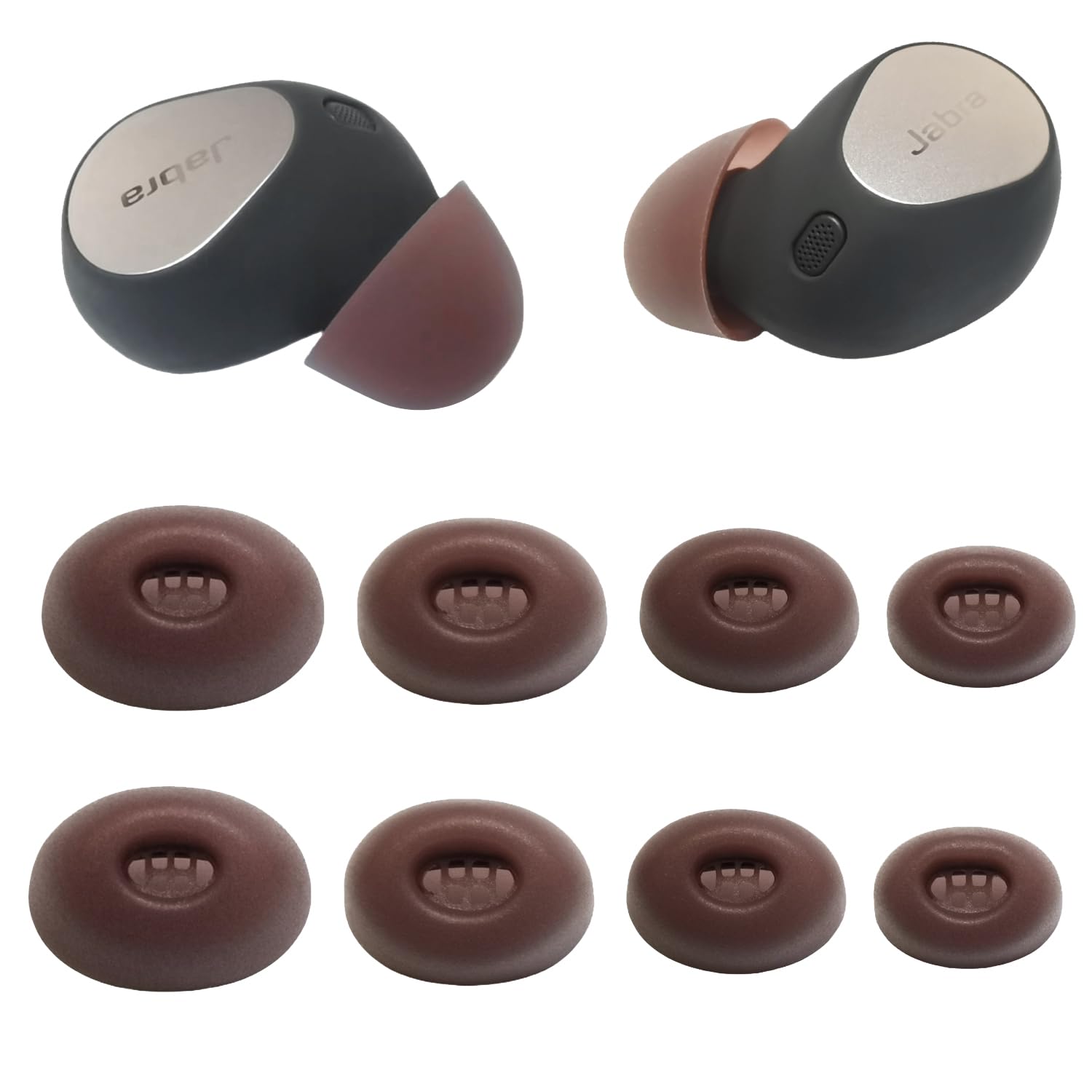 Luckvan Replacement Earbuds Tips for Jabra Elite 10 Silicone Ear Tips Jabra Elite 10 Rubber Tips 4 Pairs, Brown