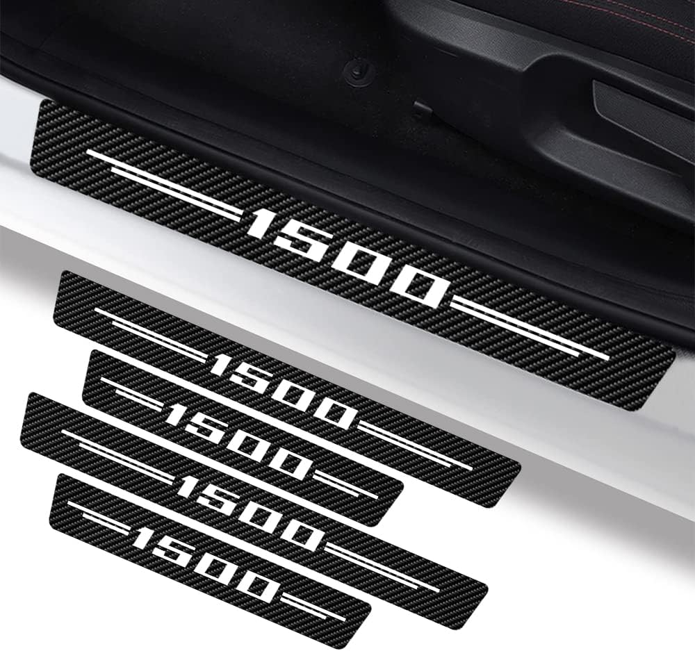Car Door Sill Protectors 4Pcs for RAM 1500, Carbon Fiber