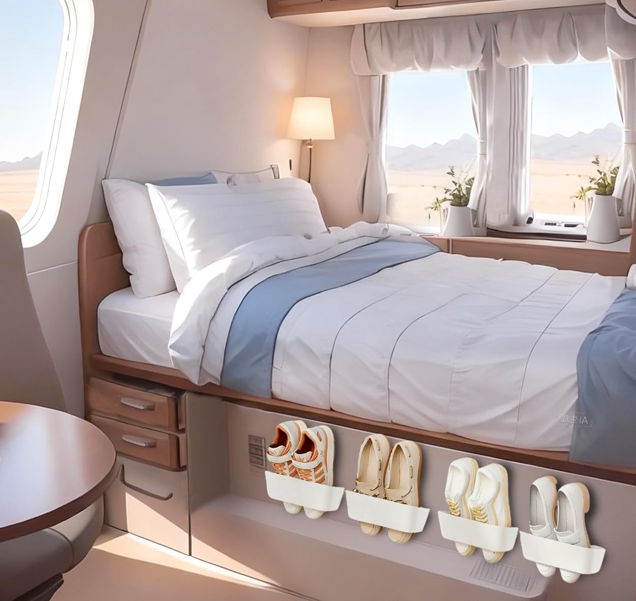 8-PCS Wall Mounted Shoe Rack with Sticky Strips, Space Saving Hanging Shoe Rack, No-Drill Hanging Shoe Shelves, Ideal for RV, Door, Wall, Closet - White