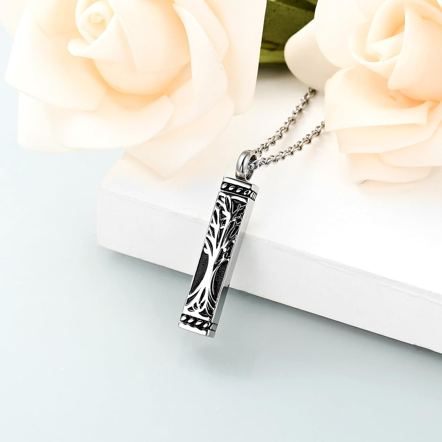 shajwo Tree of Life Cremation Jewelry Urn Necklaces for Ashes for Women Men Cube Memorial Human Ashes Jewelry - Image 4
