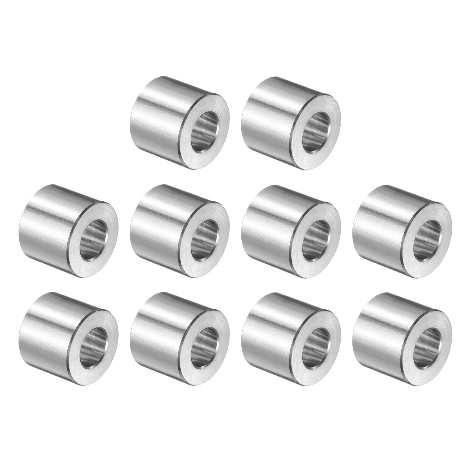 uxcell 10pcs Stainless Steel Spacer 3/8" Bore x 3/4" OD x 5/8" Length Screw Bushing Plain Finish Round Metal Spacer for M10 Screws Bolts and Rods
