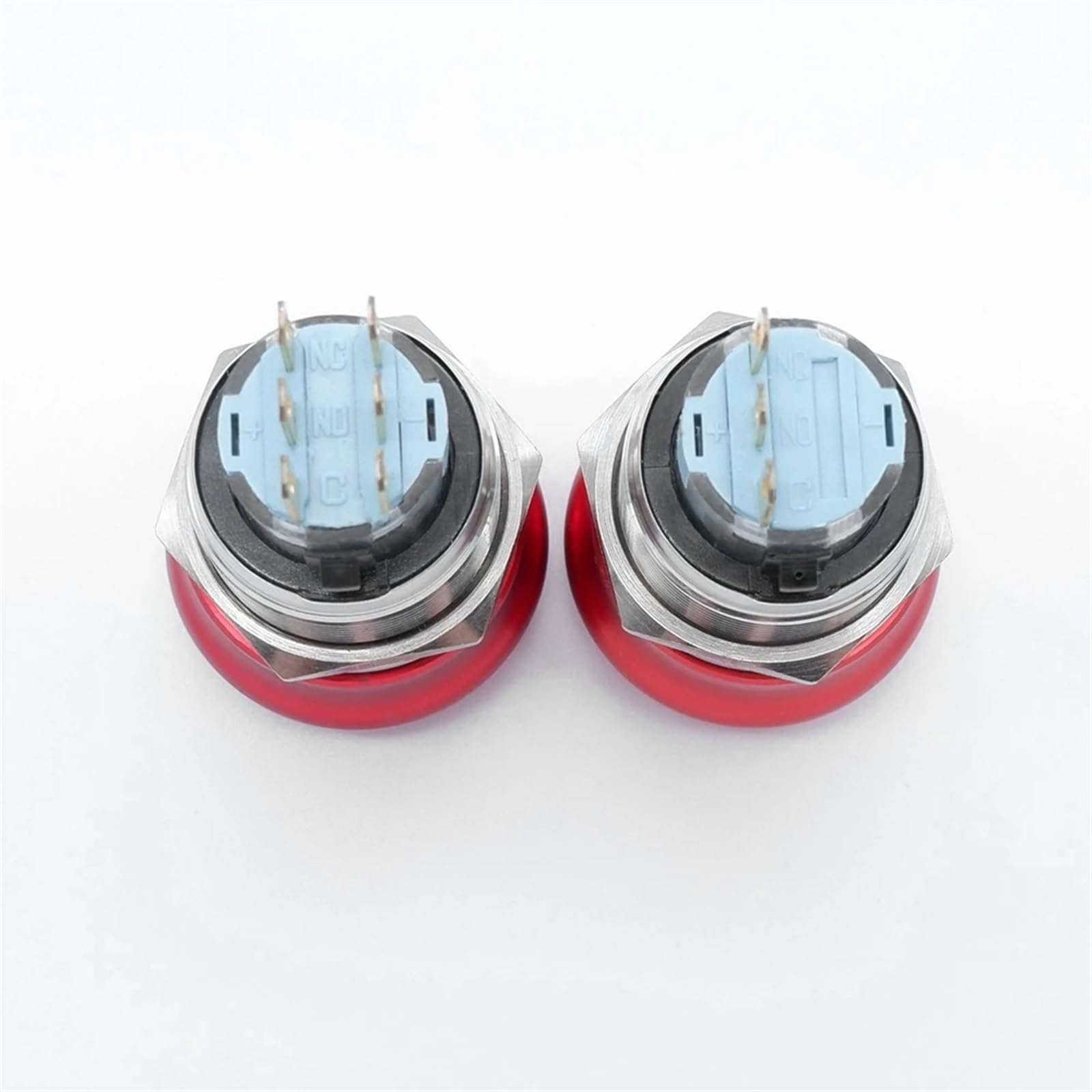 Interruptor pulsador de parada de emergencia de metal de 22 mm, con bloqueo de encendido y apagado, cabezal de hongo rojo, interruptor giratorio for elevador, 1NO1NC 2NO2NC(2NO2NC(6PIN))