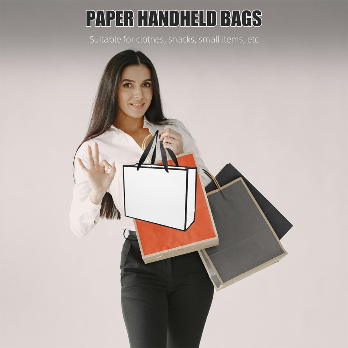 VOSAREA 20 Paquet D'emballage Présent en Papier Blanc Poignées, Pratiques et Légers, Capacité Raisonnable pour Fêtes et Anniversaires, Lot de 20 Pièces