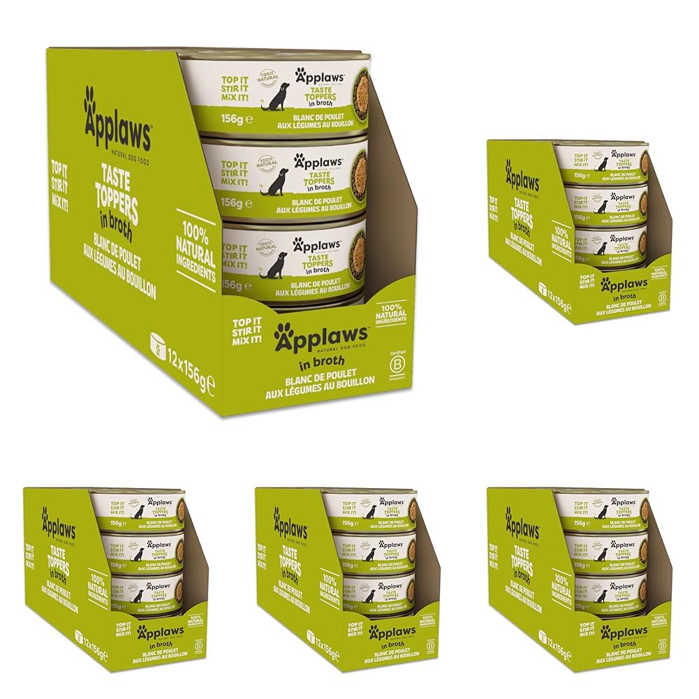 Nourriture humide pour chiens Applaws - Filet de poulet citrouille et légumes en bouillon (60x156g)