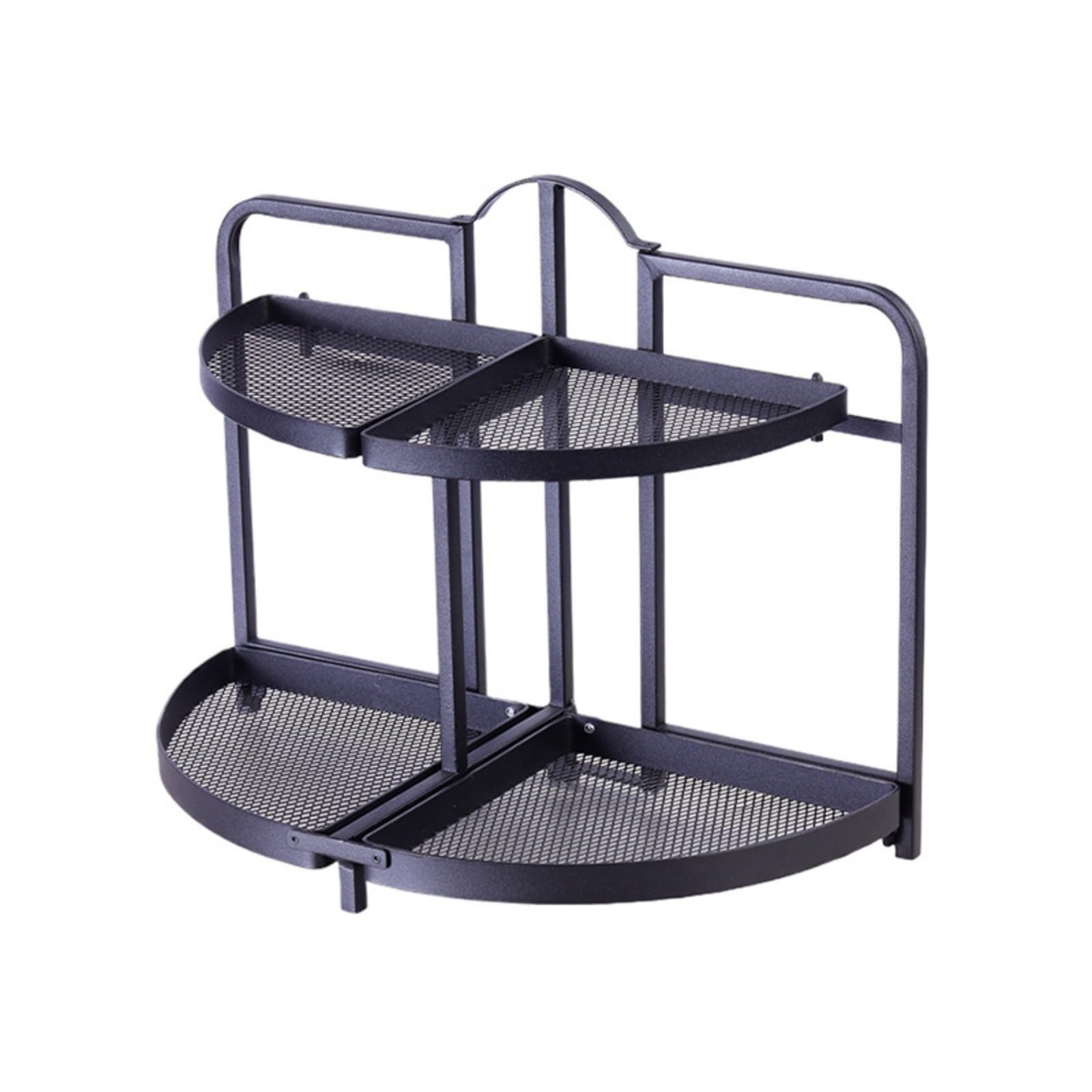 Scaffale Pieghevole in Ferro Durevole | Stabile, Scaffale da a Due Livelli, Robusto, Spezie, per scaffalatura, Nero