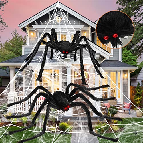 276" Spider Webs Halloween Decorations Outdoor, 79" Giant Spider 50" Large Scary Fake Spider 100g Stretch Cobweb with 12 Small Spiders for Yard Lawn Home Clearance Party Haunted House Decor 276" Spider Webs Halloween Decorations Outdoor, 79" Giant Spider 50" Large Scary Fake Spider 100g Stretch Cobweb with 12 Small Spiders for Yard Lawn Home Clearance Party Haunted House Decor