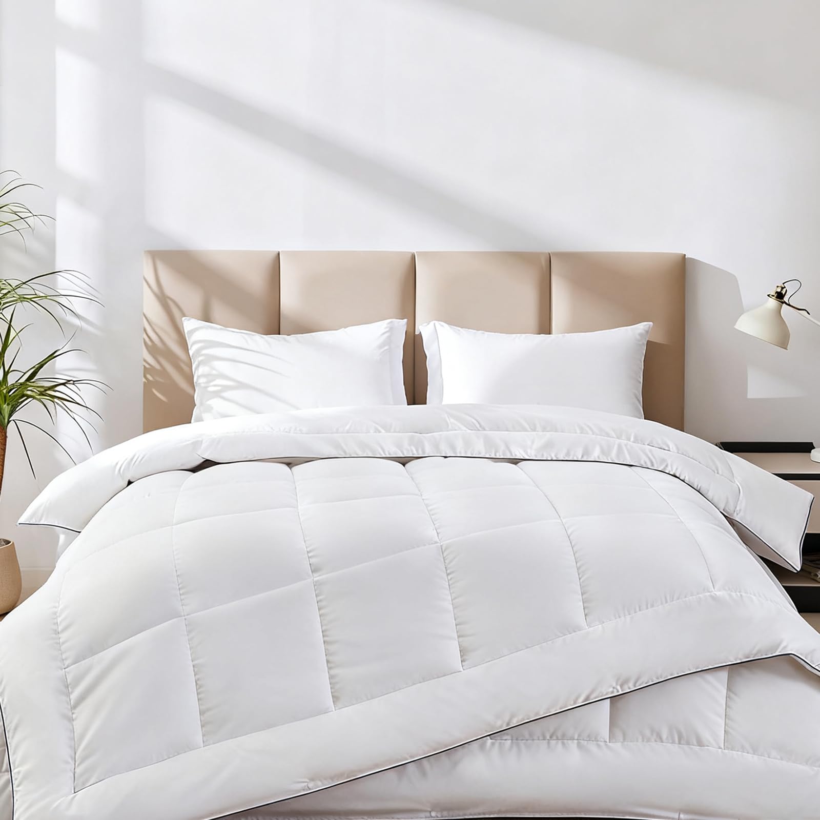 Edredón Relleno Nórdico 4 Estaciones Cama 135 (220x220cm) - 2 en 1 (125 gr/m2 + 250 gr/m2) - Edredón para Invierno, Verano, Primavera y Otoño, Nórdico de Fibra Suave, Transpirable y Antiácaros