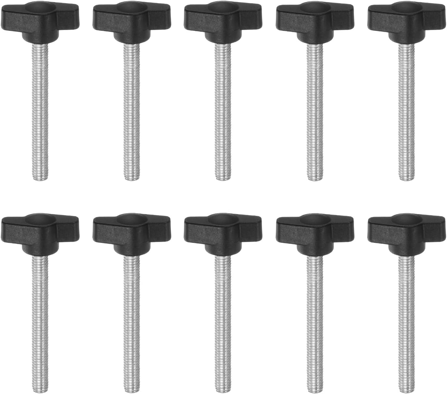 sourcing map 10pcs Tee Wing Knobs Thumb Screws M6 x 60mm Standard Male Thread Plastic T/Z Knobs Adjustable Handles Hand Clamping Thumbscrew, Black