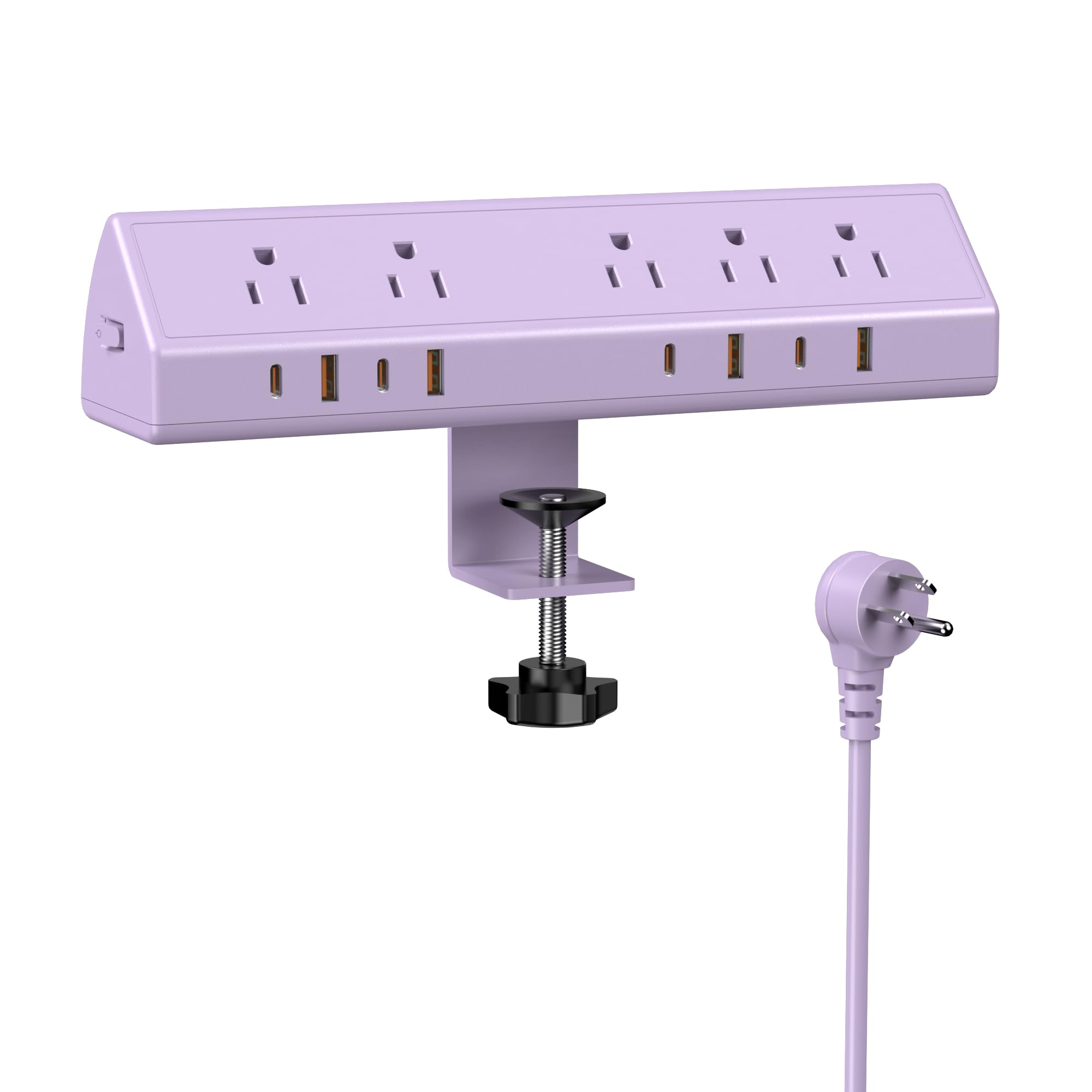Photo 1 of Jgstkcity Desk Clamp Power Strip,65W Fast Charging Station,4 USB-C,4 USB-A,1200J Surge Protector,ETL Listed,1875W Extension Cord,Multiple Outlets for Home, Office (Purple, 6 FT Cable)