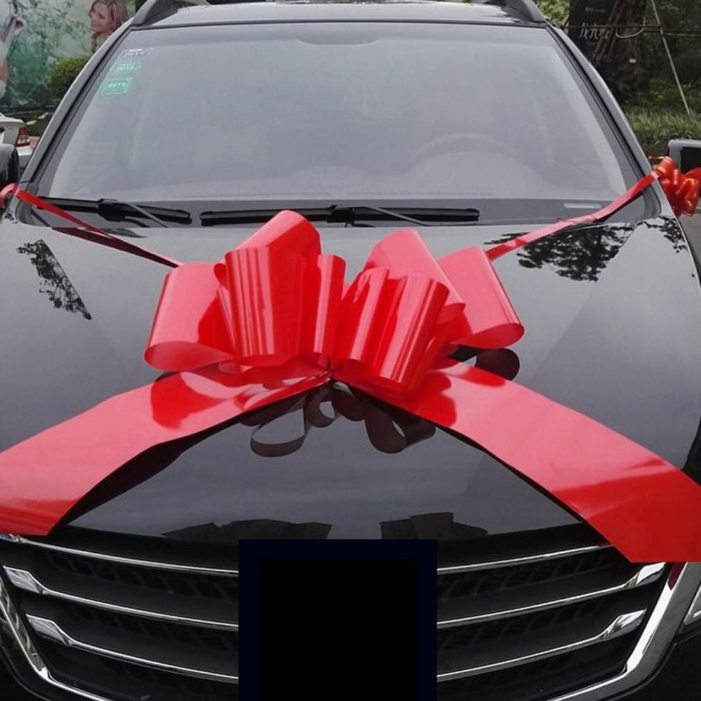 23" Red Car Pull Bow Giant -Butterly Ribbon Bow Strings Non Scratch Magnet Weather Resistant for Wedding, Party Decor, Birthday, Christmas Large Gift Bow Special Presents, Valentine's Day