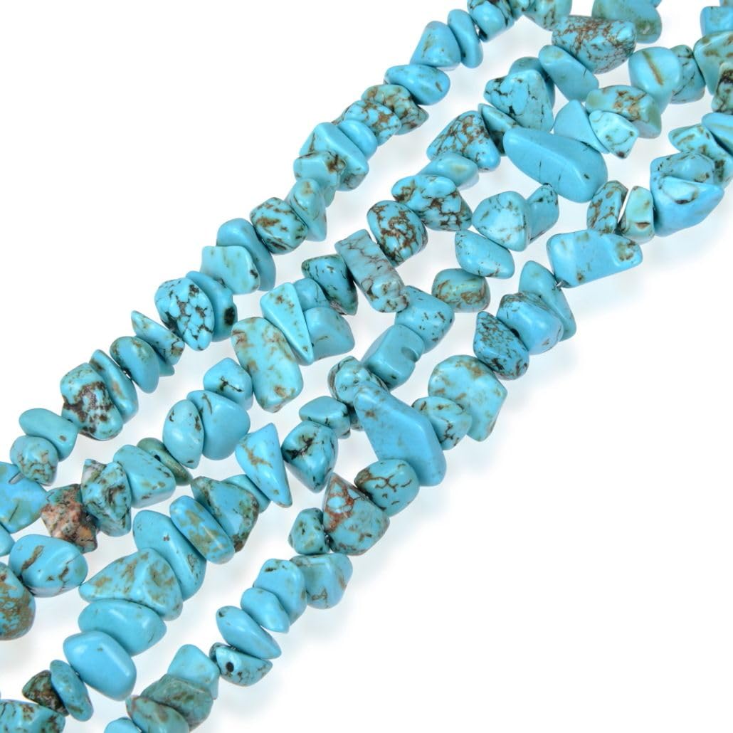 1 Strand Adabele Natural Turquoise Blue Howlite Gemstones Chip Loose Beads Drilled Hole Free Form 5mm-8mm Gem Stone Spacer 31 Inch for Craft Jewelry Making GZ1-24