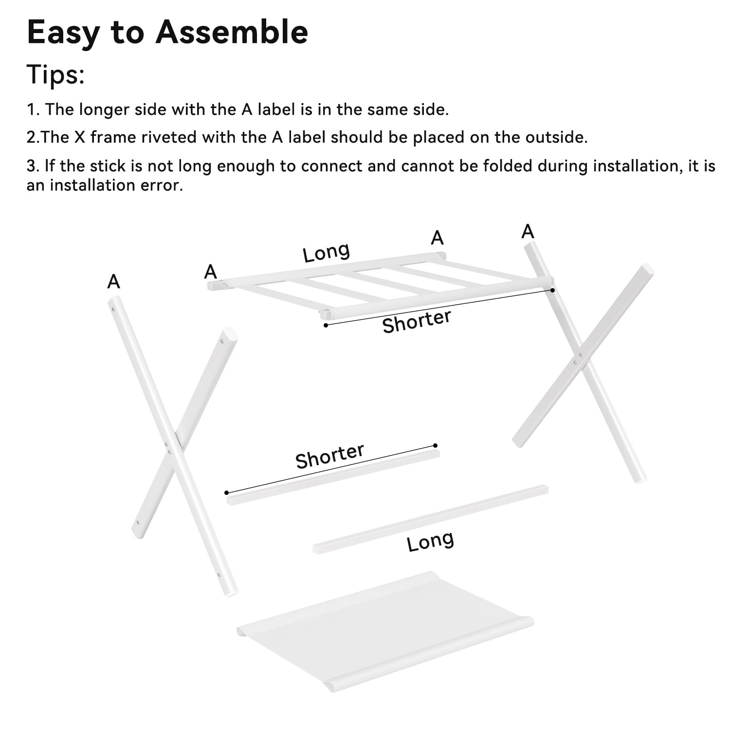 IBUYKE Luggage Rack Foldable Suitcase Stand with Storage Shelf White