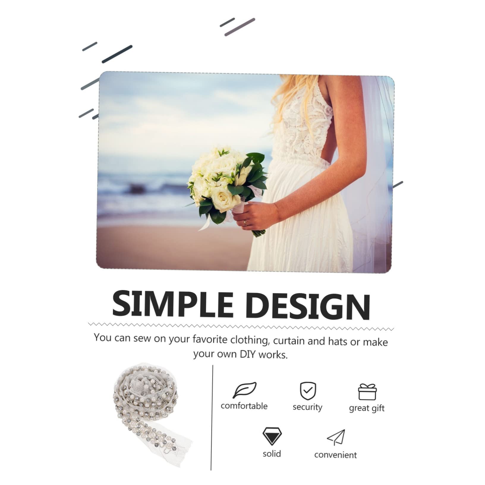 STOBOK 5piezas Cinta De Encaje Decorativa Perlas y Cristales Para Confección De Ropa Suministro Versátil Para De Perlas Fondo