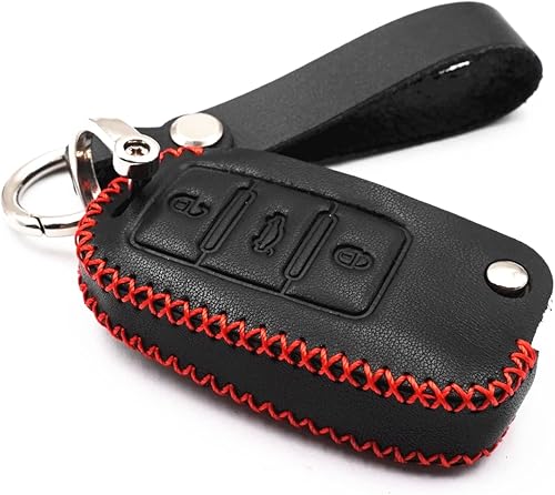 Cuero negro para VW Volkswagen Jetta Polo Tiguan Beetle Golf GTIRMK6 5 Passat Sharan Skoda Octavia 3 botones Smart Remote Flip Key Fob Case Cover