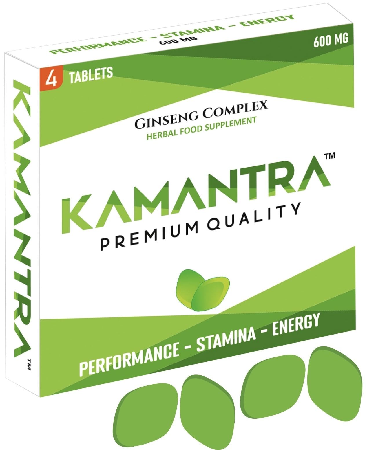 Mantra to Enhance Your Performance - Extra Strength Performance Enhancing, Stamina Endurance Booster Green Supplement Tablets for Men - 4 Ginseng Tablets
