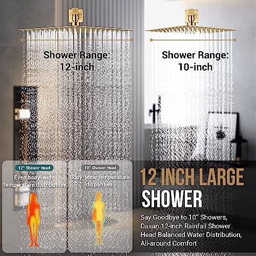 Full-Body-Rain-Shower-System-with-4-Body-Shower-Jets-12-Wall-Mount-Rainfall-Shower-Head-Handheld-DASAN-Multi-Shower-Head-System-Brushed-Gold-Rain-Shower-Faucets-sets-Combo-with-Rough-in-Valve Full Body Rain Shower System with 4 Body Shower Jets 12 Wall Mount Rainfall Shower Head Handheld DASAN Multi Shower Head System Brushed Gold Rain Shower Faucets sets Combo with Rough in Valve