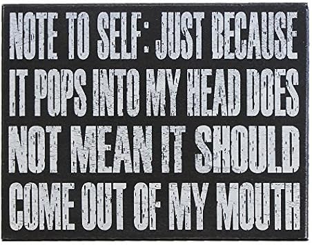Funny Office Decor Note to Self Just Because It Pops Into My Head Wood Sign, Sassy Desk Sign for Coworker or Home on Christmas, Wall Hanging or Table Decor, Made in USA