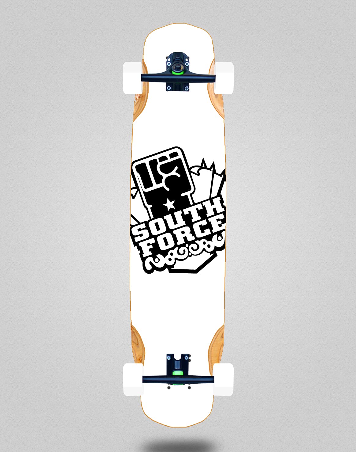 South force Skate Skateboard Longboard Complete Mix Bamboo 38x8.45 Logo White