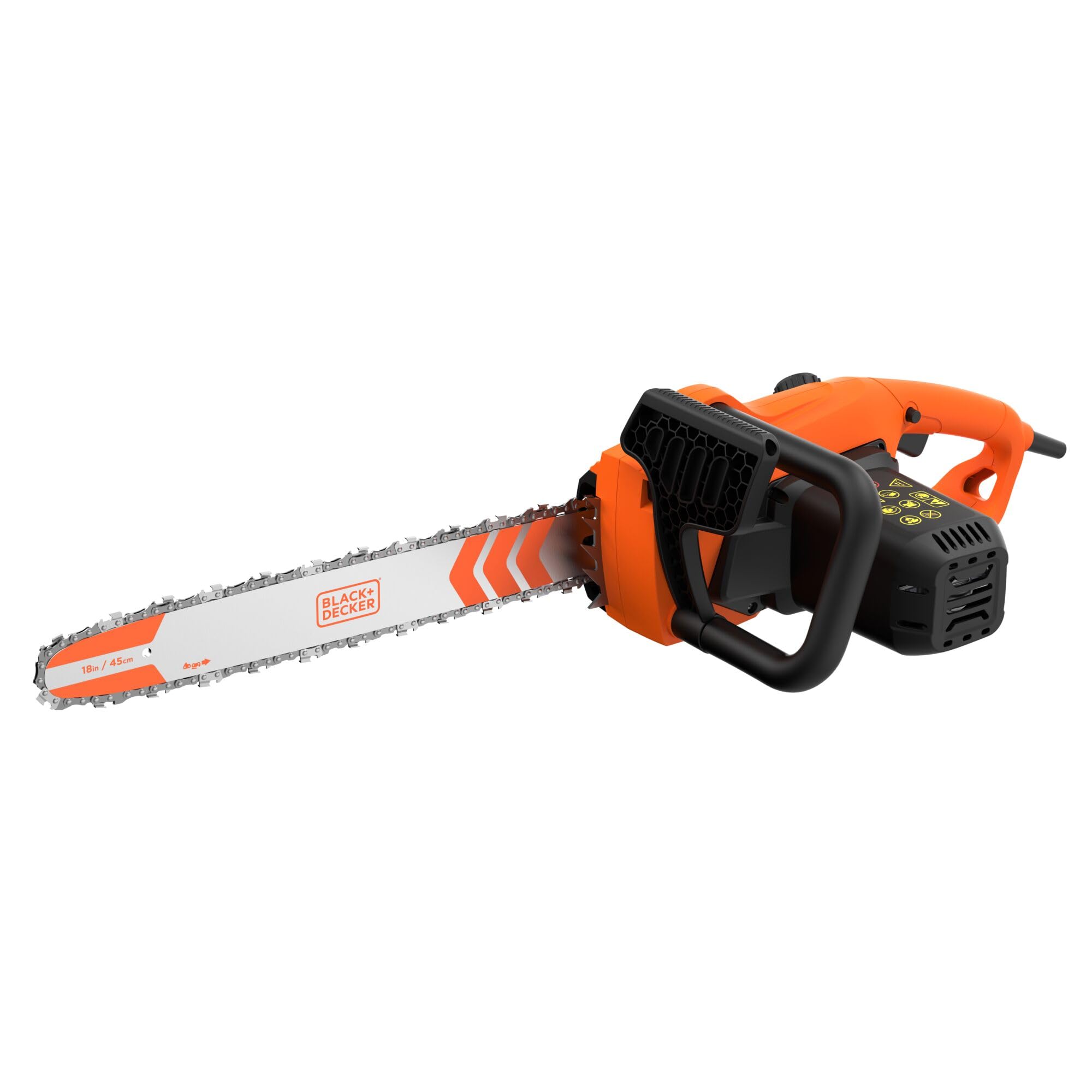 BLACK+DECKER BECS2245-QS Motosierra Eléctrica con Cable 2200 W, Espada de 45 cm, Velocidad de 14.5 m/s, Sistema de Auto-Engrase, Empuñadura Ergonómica y Anti-Vibración, Peso 5.5 kg