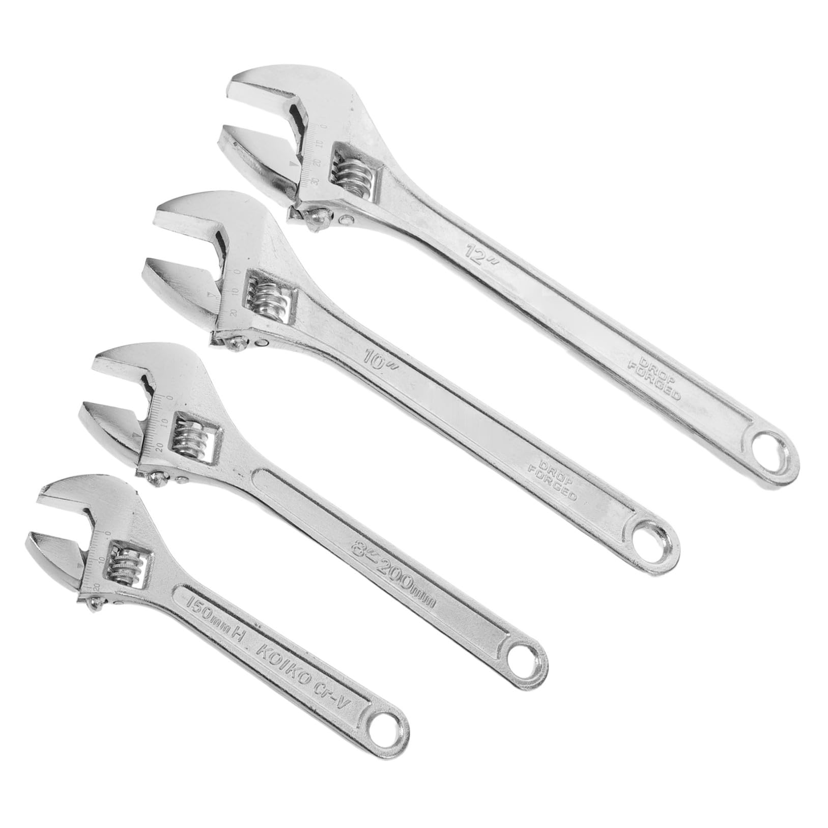 COLLBATH Juego de 4 Llaves Ajustables Multifuncionales para Fontanería y Hogar Llaves Inglesas de Hierro Resistentes de 6 8 10 y 12 Pulgadas Herramienta Portátil para Mantenimiento