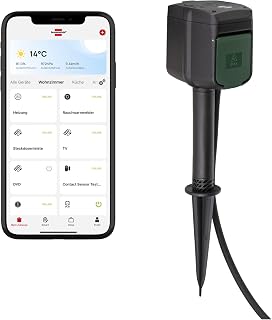Brennenstuhl Connect WiFi Garten-Steckdose CS/Außensteckdose 2-Fach mit Erdspieß und Montageplatte (2.4 GHz kompatibel mit Alexa und Google Assistant, Zeitschaltuhr mit Tages- und Wochenprogramm,3m)