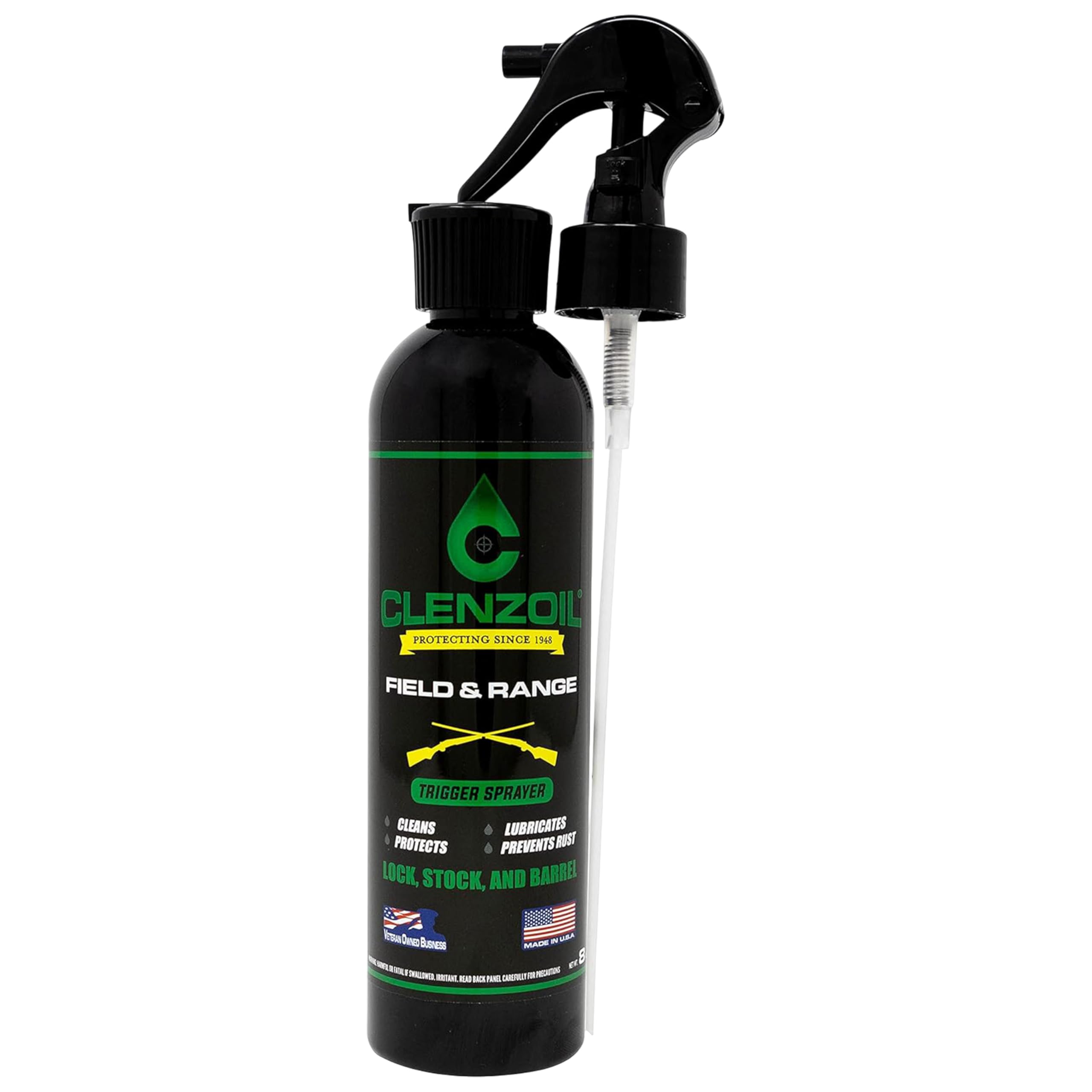 Clenzoil Field & Range Trigger Sprayer Bottle - CLP Gun Lubricant - Premium Firearm Maintenance - Rust Preventative - 8 oz Trigger Sprayer Bottle