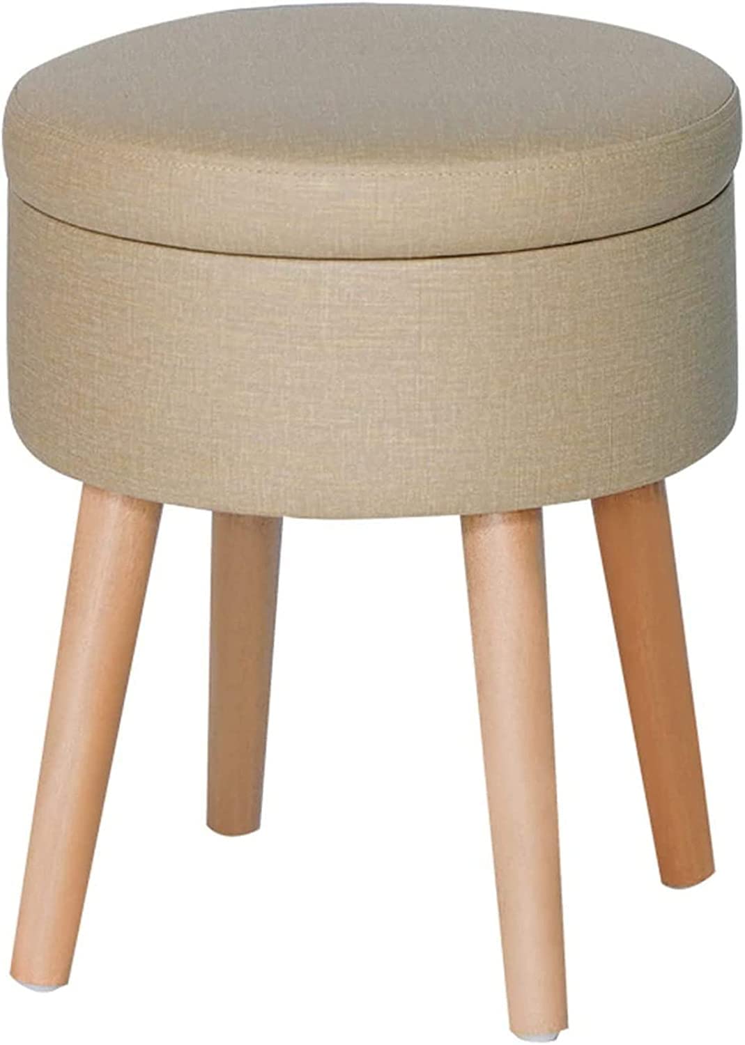 Tabouret de coiffeuse crème en similicuir avec coffre de rangement