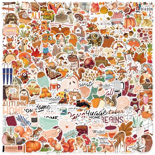 200 PCS Thanksgiving Fall Stickers Pack, Vibrant Autumn-Themed St...