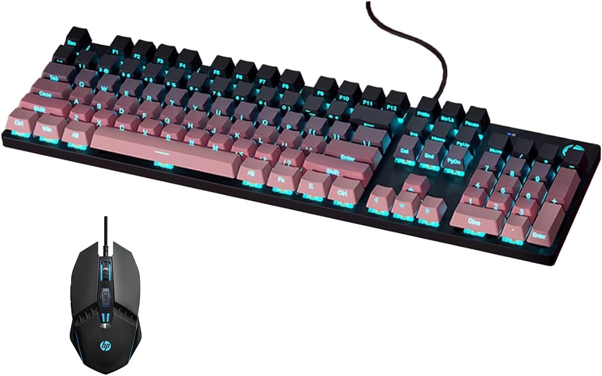 HP K500F Keyboard and Mouse Combo, 99 Key Wireless Gaming Keyboard with Volume Knob, Tri-Mode (2.4G/BT/Wired), Number Pad, RGB Light, Long Batterie Life for PC/Laptop/Mac (Pink)