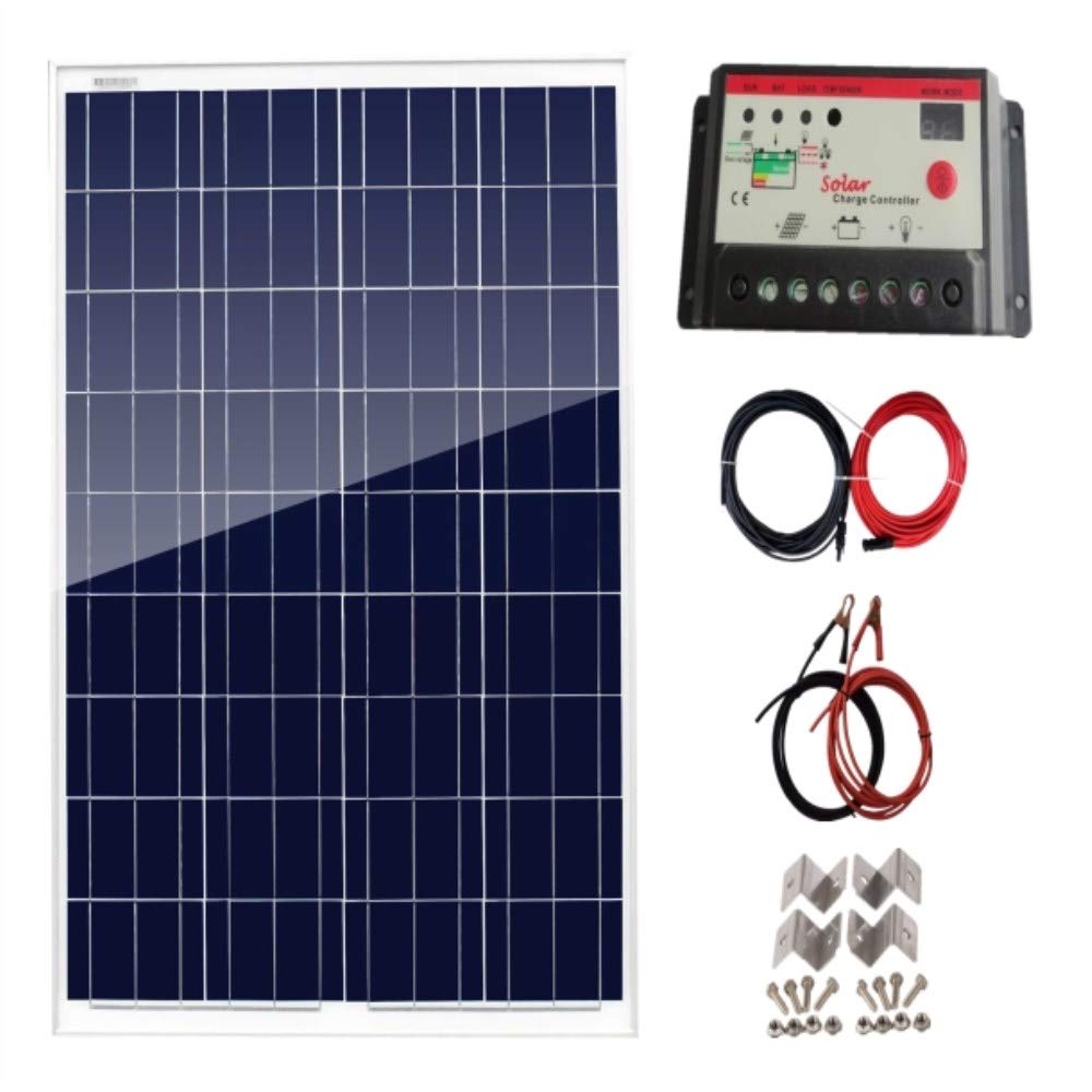 Kit de panel solar policristalino de alta eficiencia de 100 W con controlador de carga LED de 10 A para carga de batería de 12 V para sistema de carga de batería para RV Marine Boat Off Grid