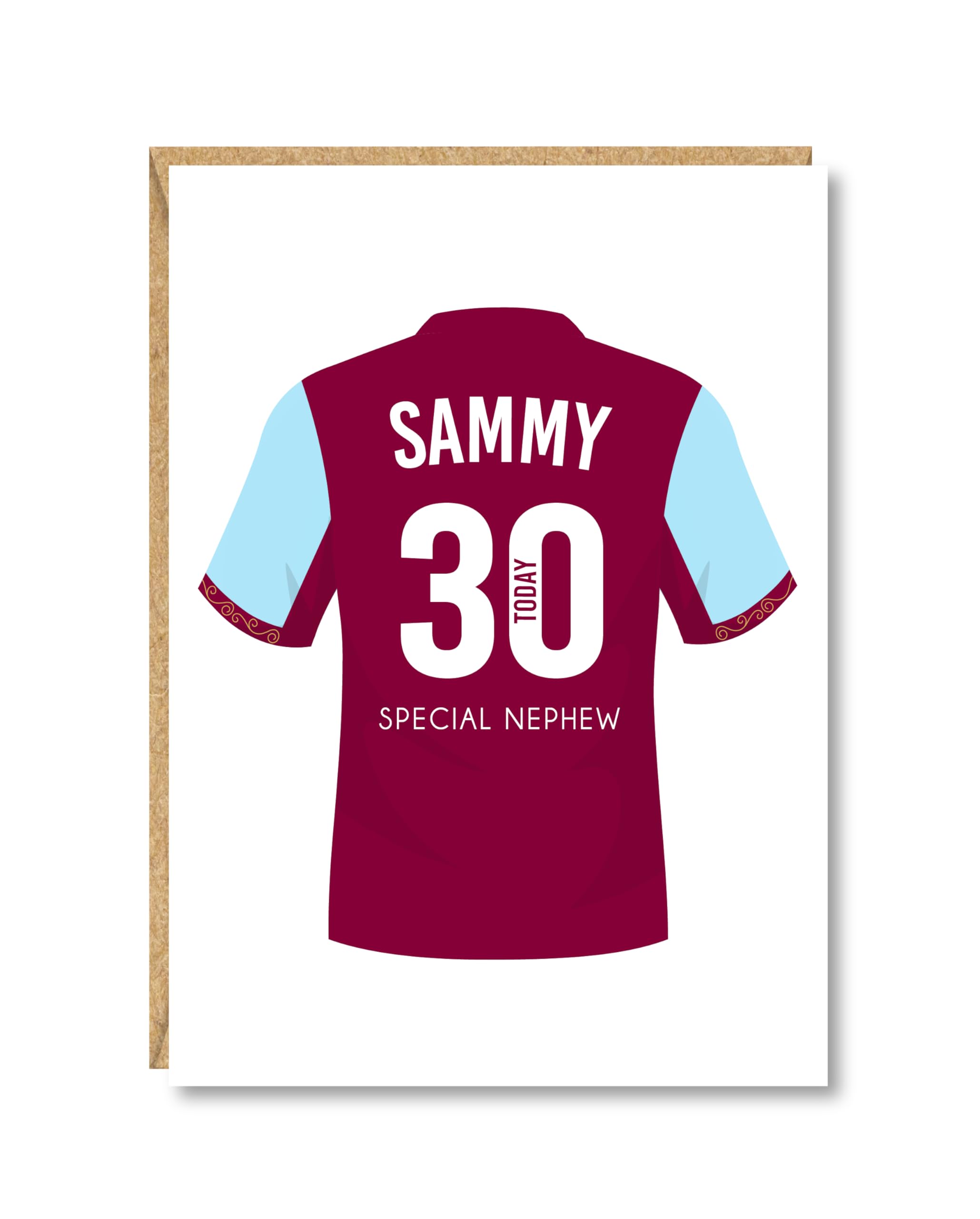 A5 Personalised Football Birthday Card, Aston Villa Colours,18th, 21st, 30th, 40th, 50th, 60th, Son, Grandson, Nephew, Uncle, Friend