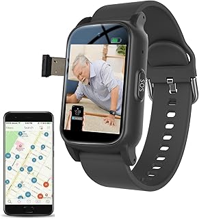 Pulseiras GPS para Idosos, Relógio Localizador para Idosos, Relógio de Alarme Pessoal SOS com Detecção de Alerta de Queda, Smartwatch Preto 28,5 * 2cm